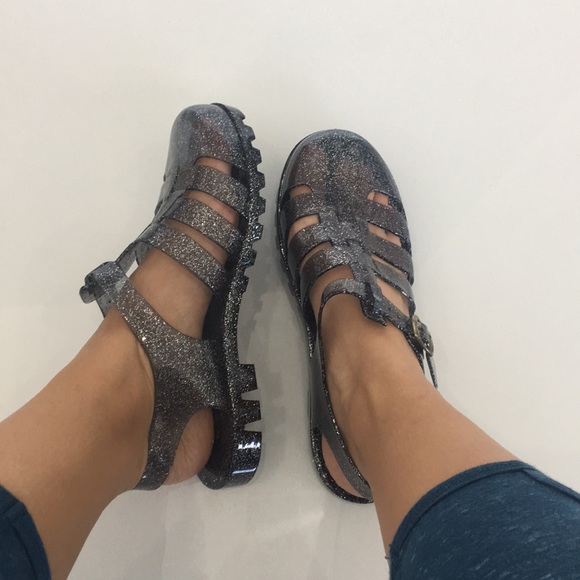 Shoes Black Glitter Jelly Sandal Poshmark